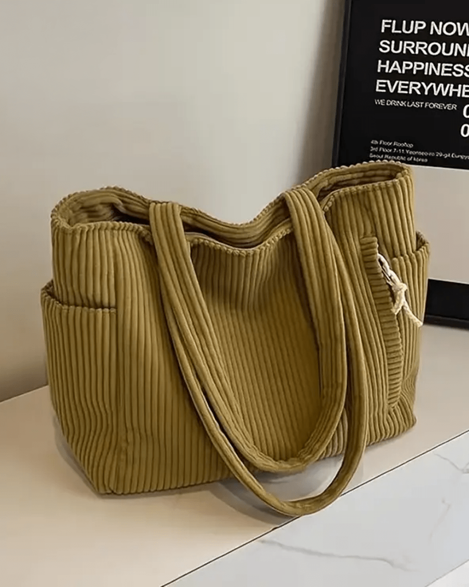 Tessie | Sac Fourre - tout Côtelé Avec Cordon De Serrage - Verona Botique
