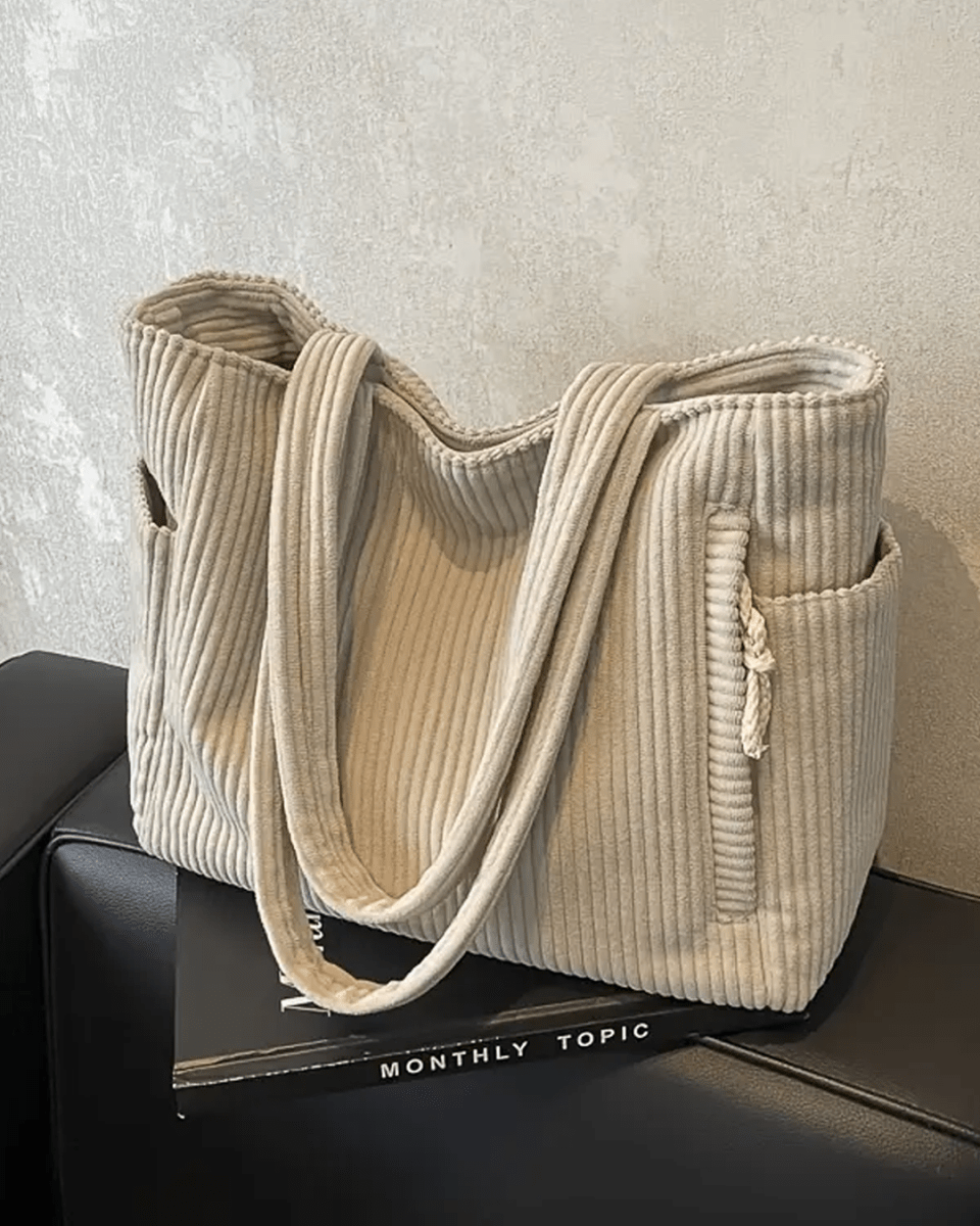 Tessie | Sac Fourre - tout Côtelé Avec Cordon De Serrage - Verona Botique
