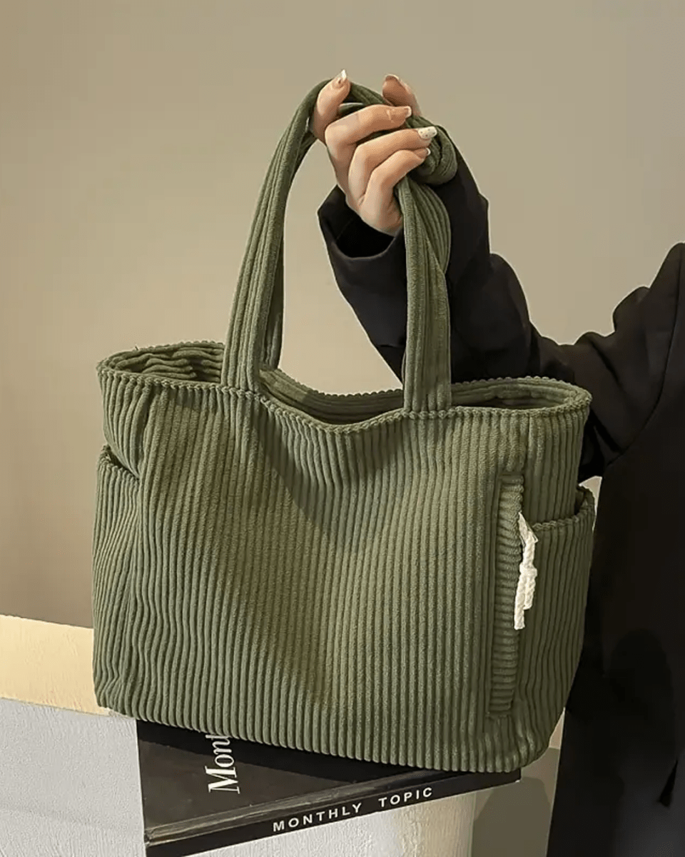 Tessie | Sac Fourre - tout Côtelé Avec Cordon De Serrage - Verona Botique