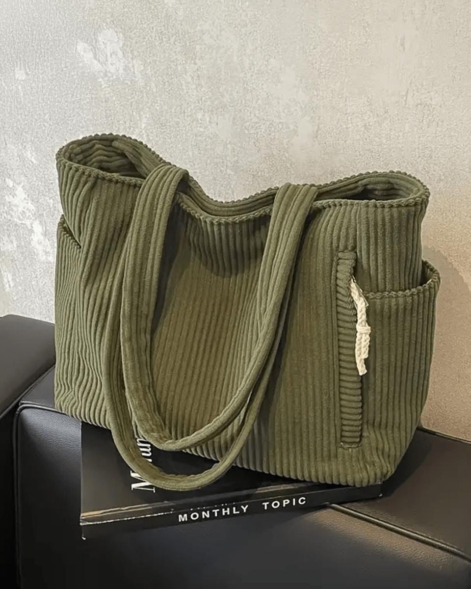 Tessie | Sac Fourre - tout Côtelé Avec Cordon De Serrage - Verona Botique