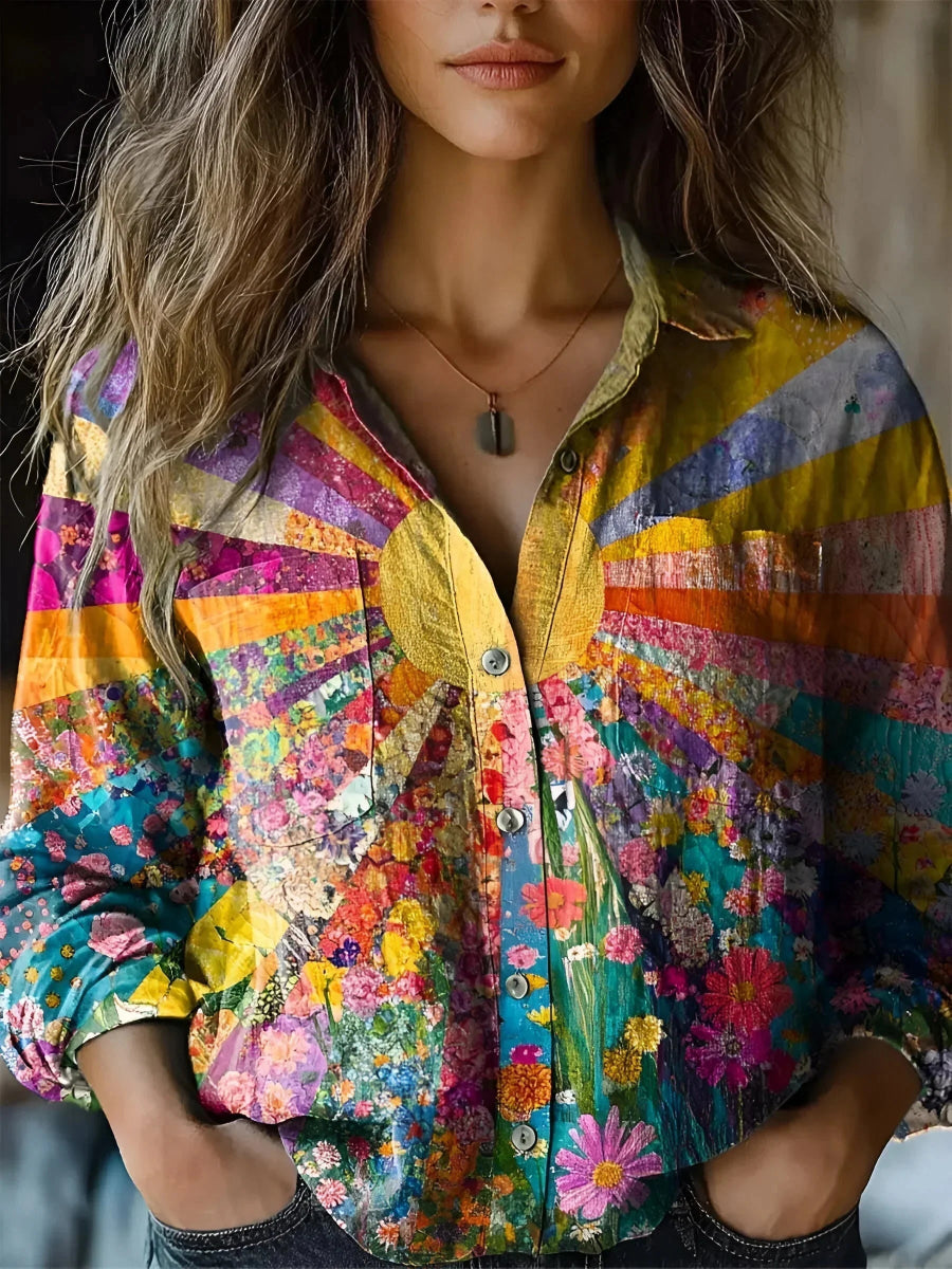 Tineke | Blouse Soleil Rayonnant et Fleurs - Verona Botique