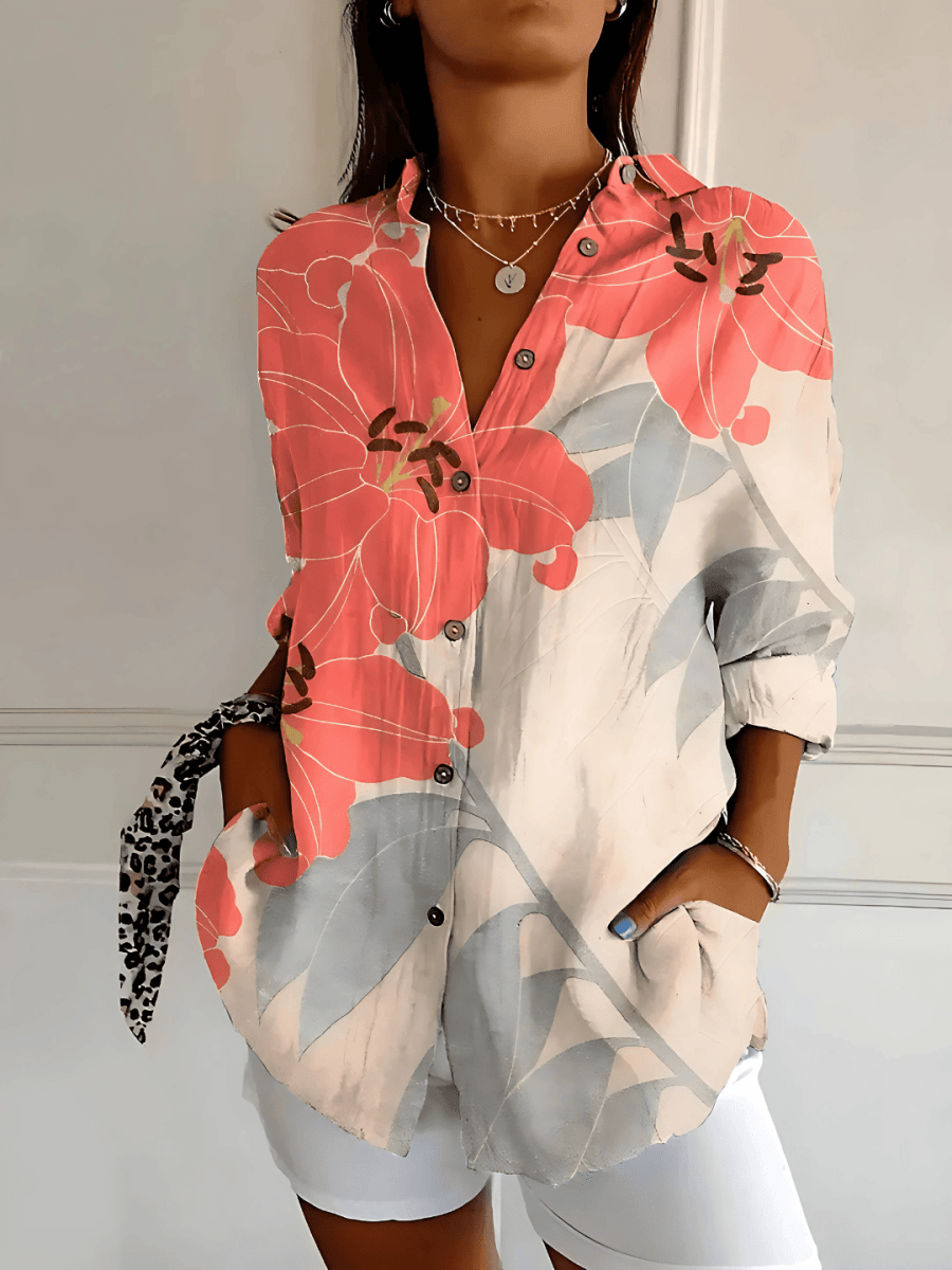 Viviana | Blouse en Coton à Motif Vague Florale - Verona Botique