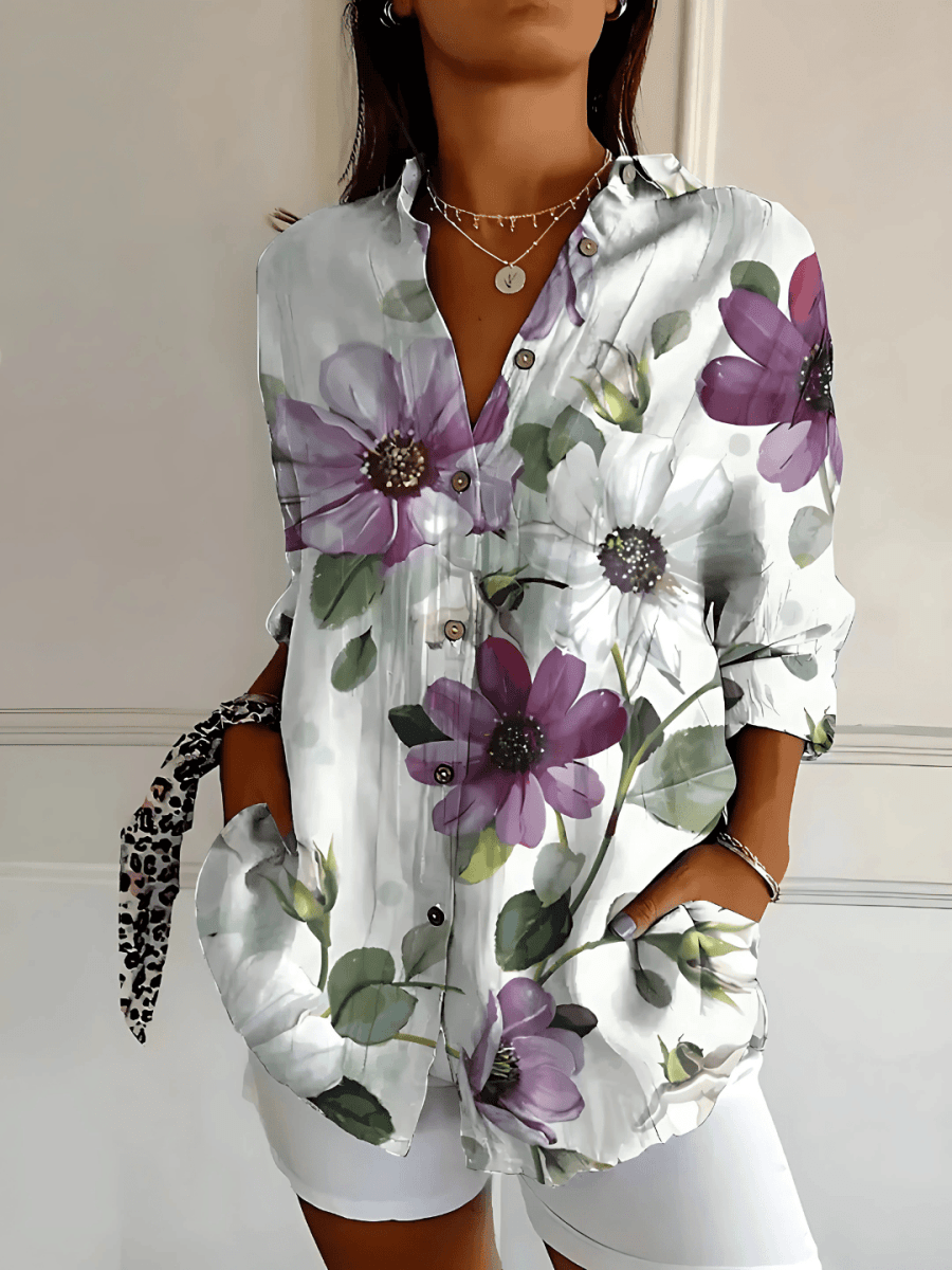 Viviana | Blouse en Coton à Motif Vague Florale - Verona Botique