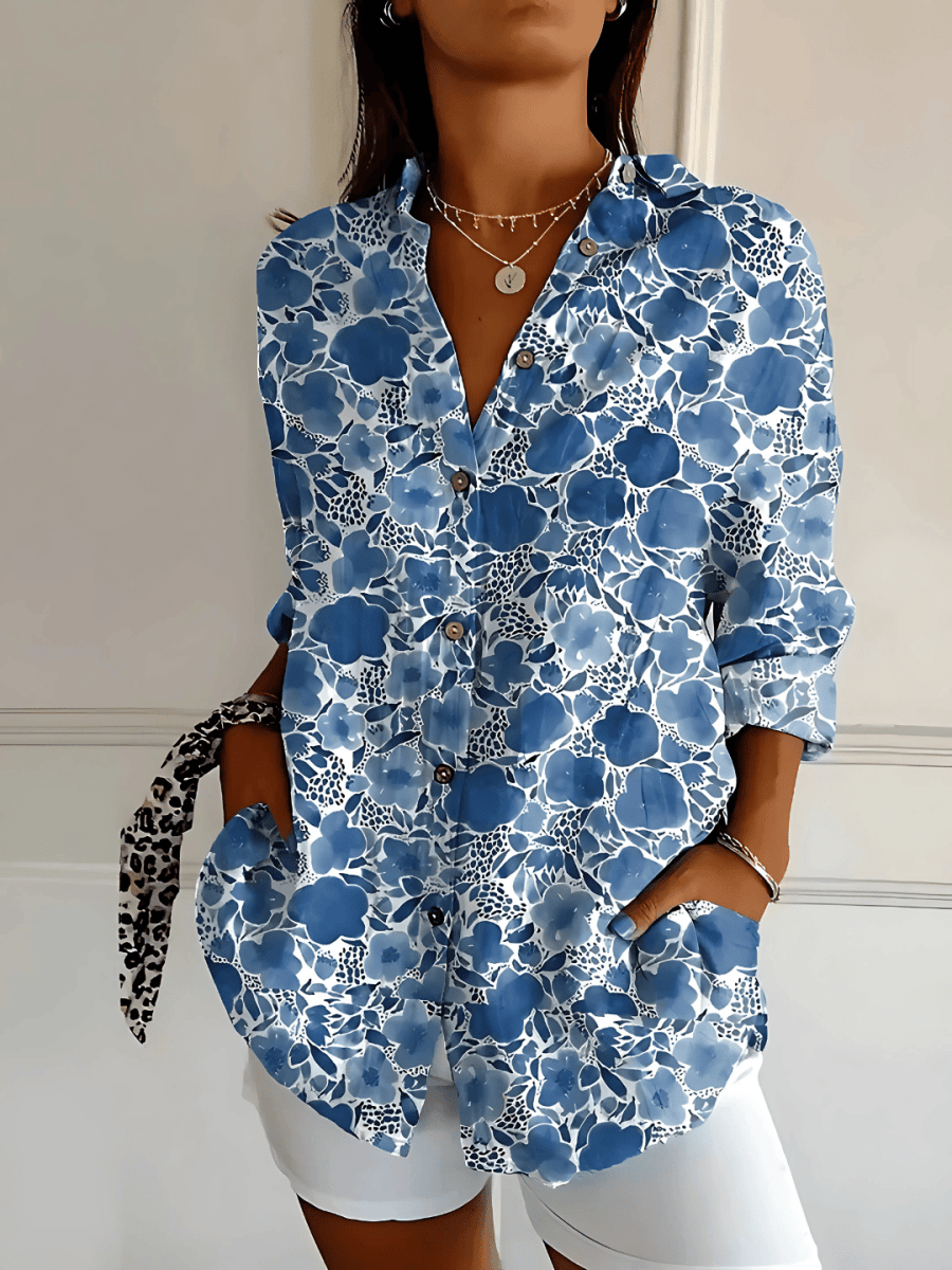 Viviana | Blouse en Coton à Motif Vague Florale - Verona Botique