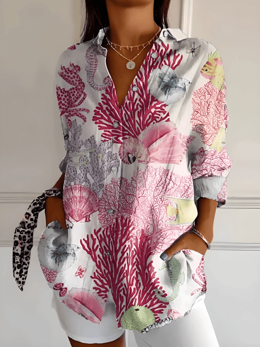 Viviana | Blouse en Coton à Motif Vague Florale - Verona Botique