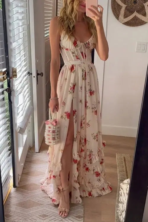 Yuna - Robe longue à fleurs - Verona Botique